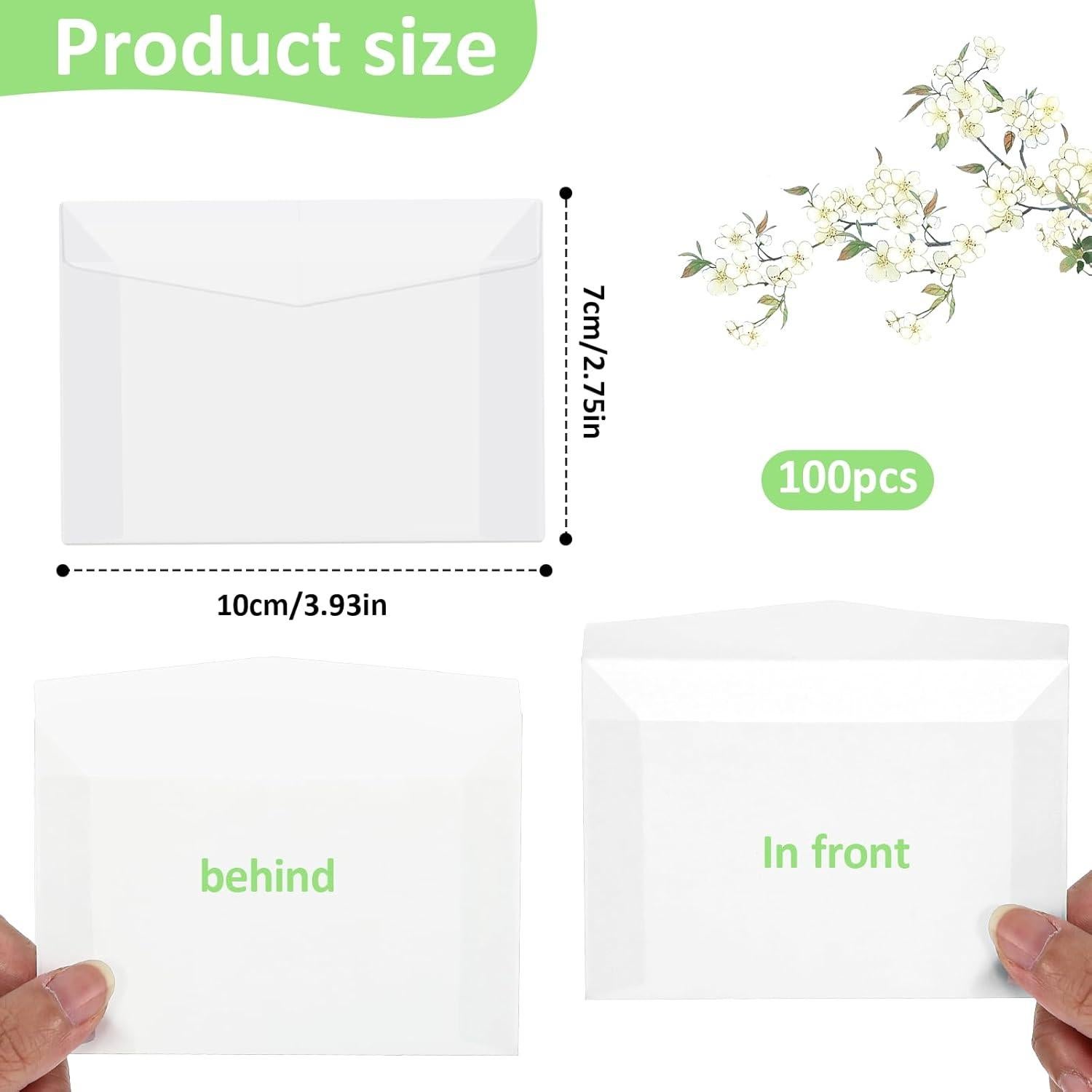 100 Sobres Transparentes FdcZeyxior 10x7 cm para Manualidades