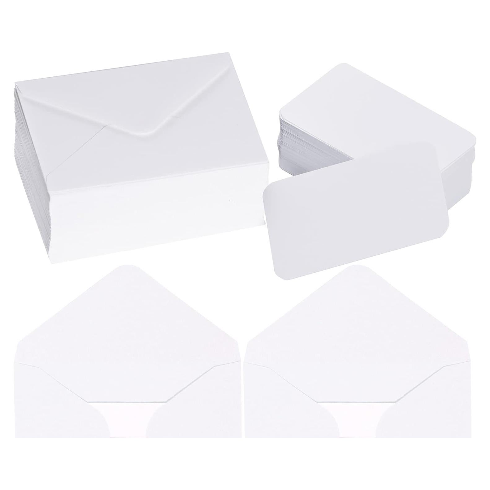 100 Sobres Blancos con Tarjetas Jiebor 10.2 x 6.9 cm