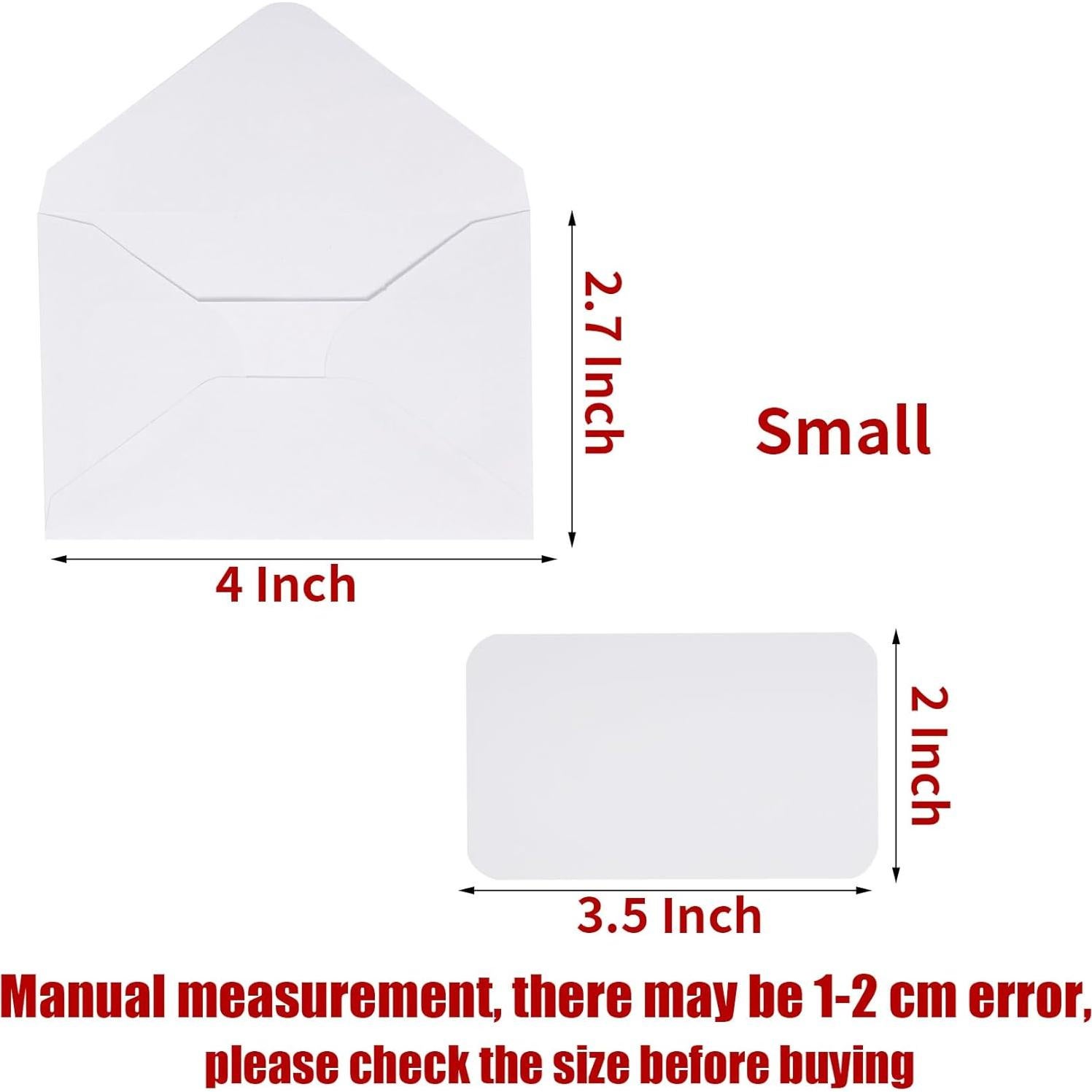 100 Sobres Blancos con Tarjetas Jiebor 10.2 x 6.9 cm
