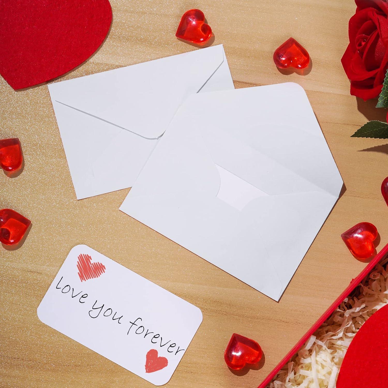 100 Sobres Blancos con Tarjetas Jiebor 10.2 x 6.9 cm