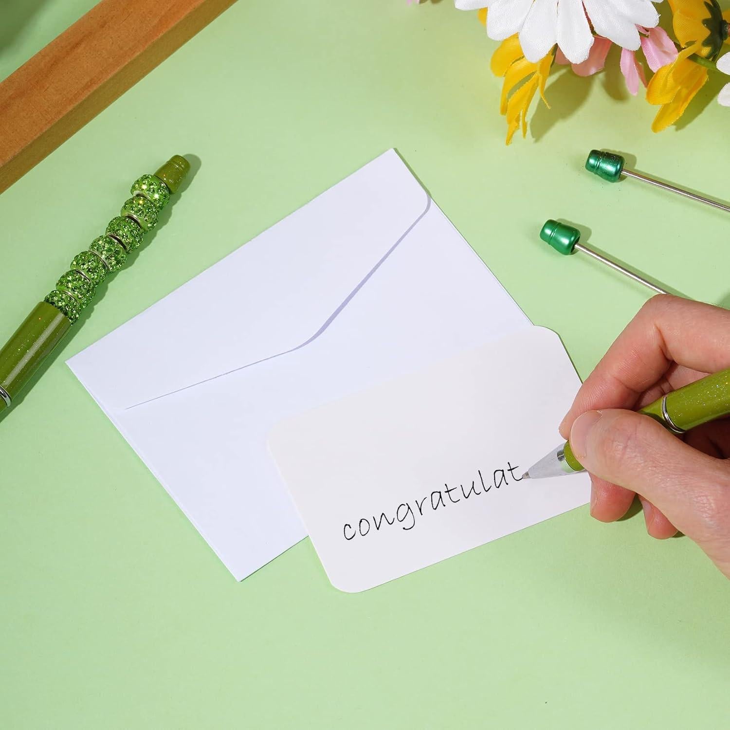 100 Sobres Blancos con Tarjetas Jiebor 10.2 x 6.9 cm