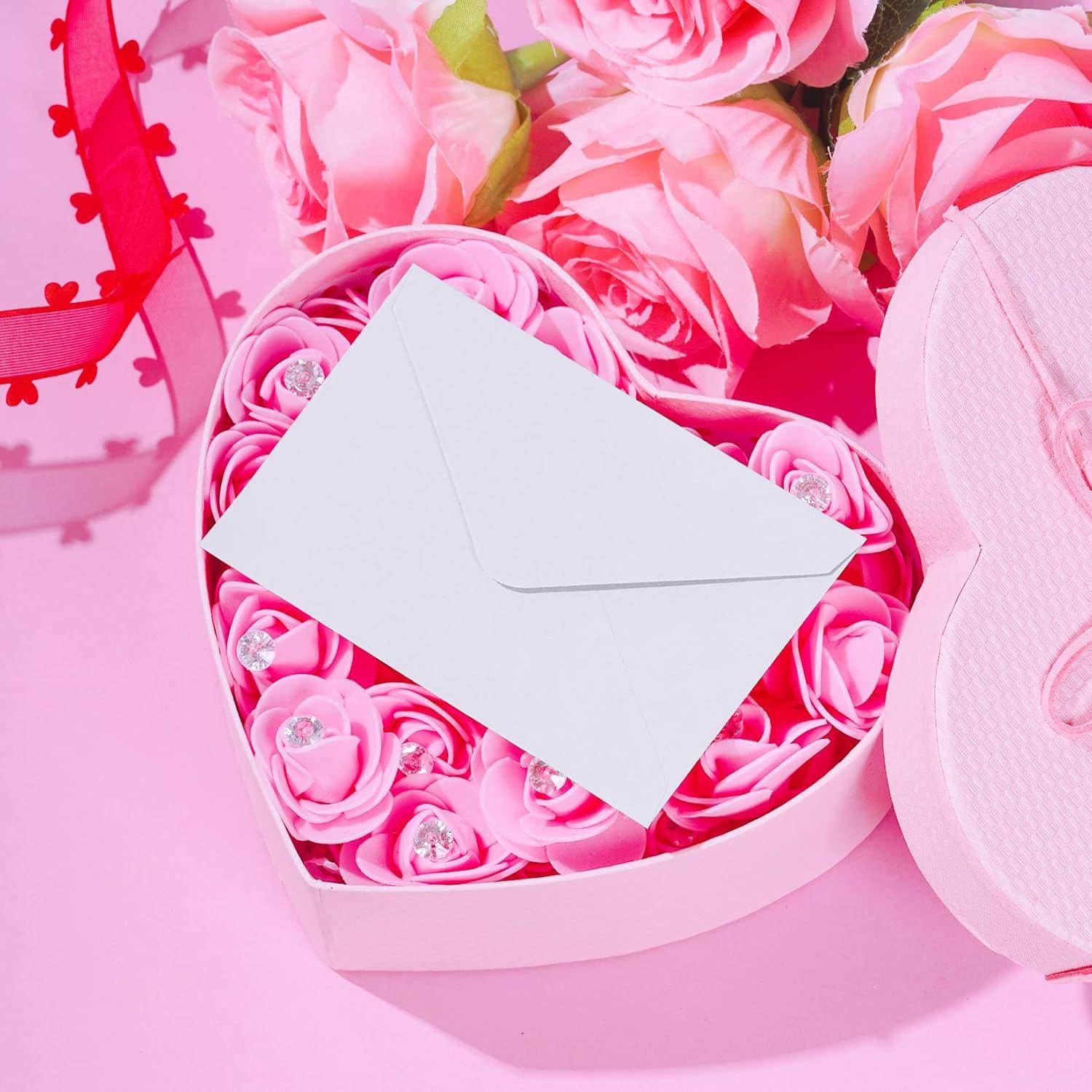 100 Sobres Blancos con Tarjetas Jiebor 10.2 x 6.9 cm