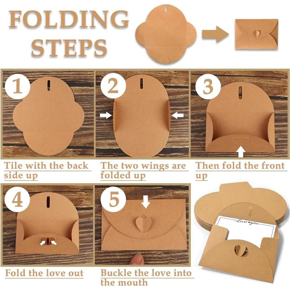 Paquete de 40 Mini Sobres Kraft con Cierre Corazón Hlmsyurx