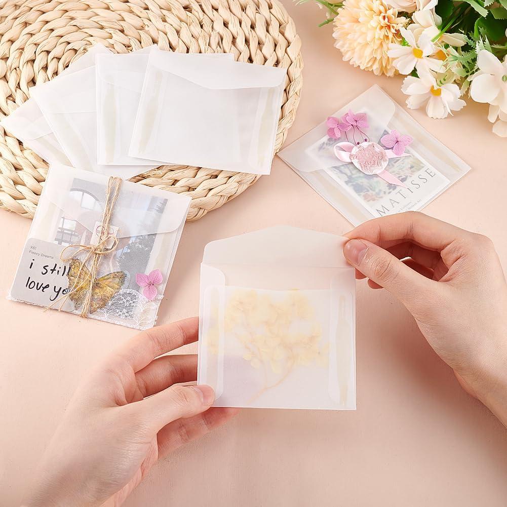 50 Sobres de Papel Vellón PH PandaHall 9 x 9.1 cm Translúcido