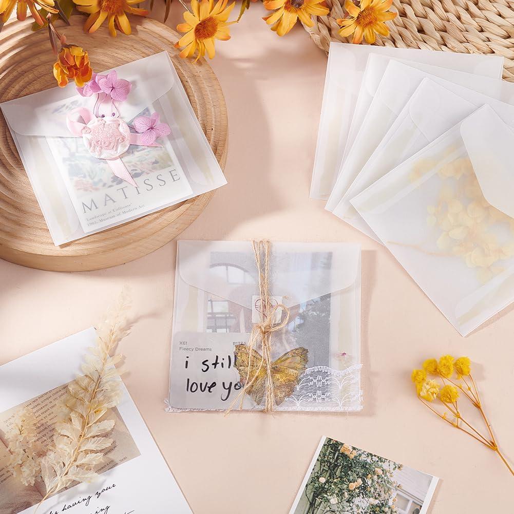 50 Sobres de Papel Vellón PH PandaHall 9 x 9.1 cm Translúcido