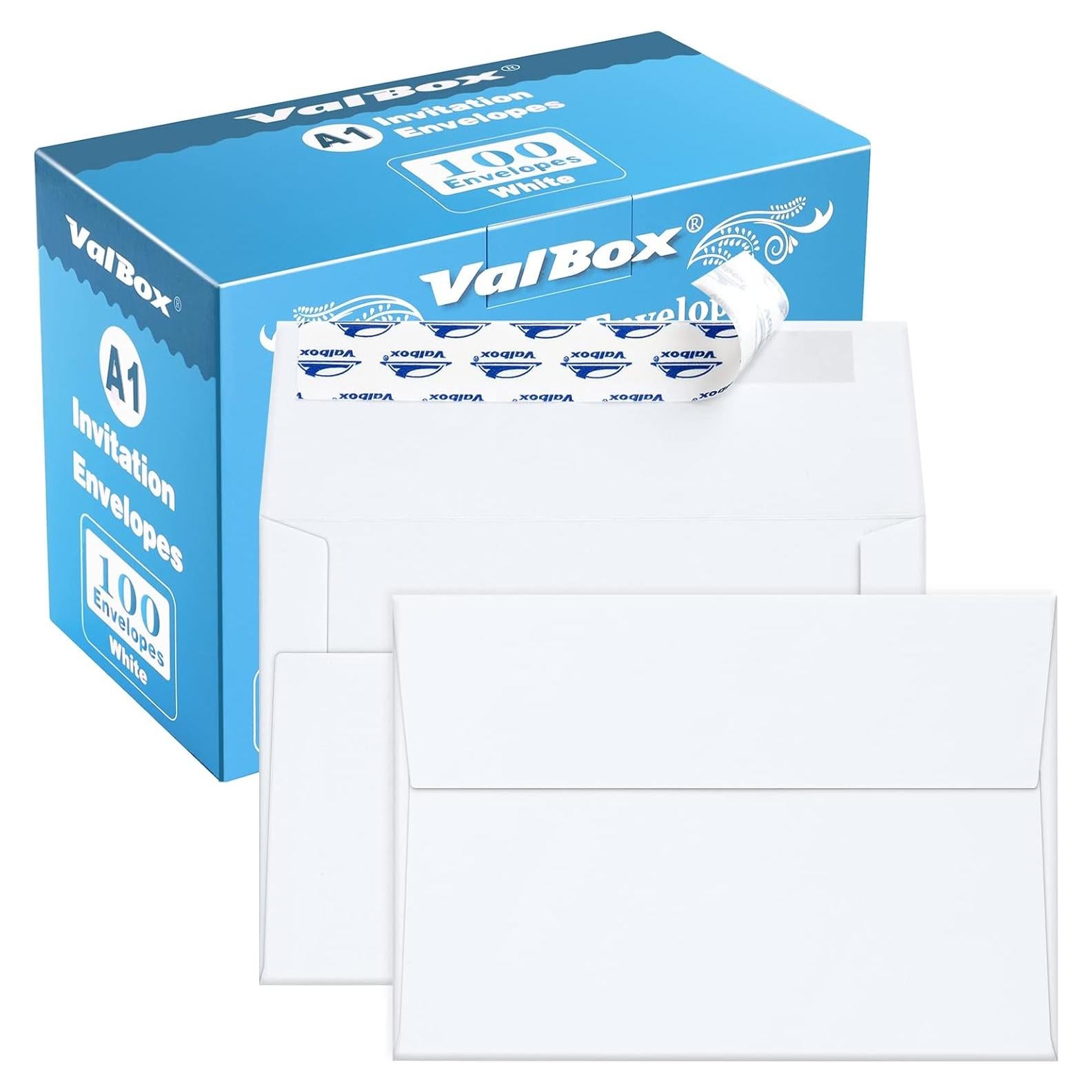 Sobres de Invitación A1 ValBox 100 Unidades Autoadhesivos Blancos