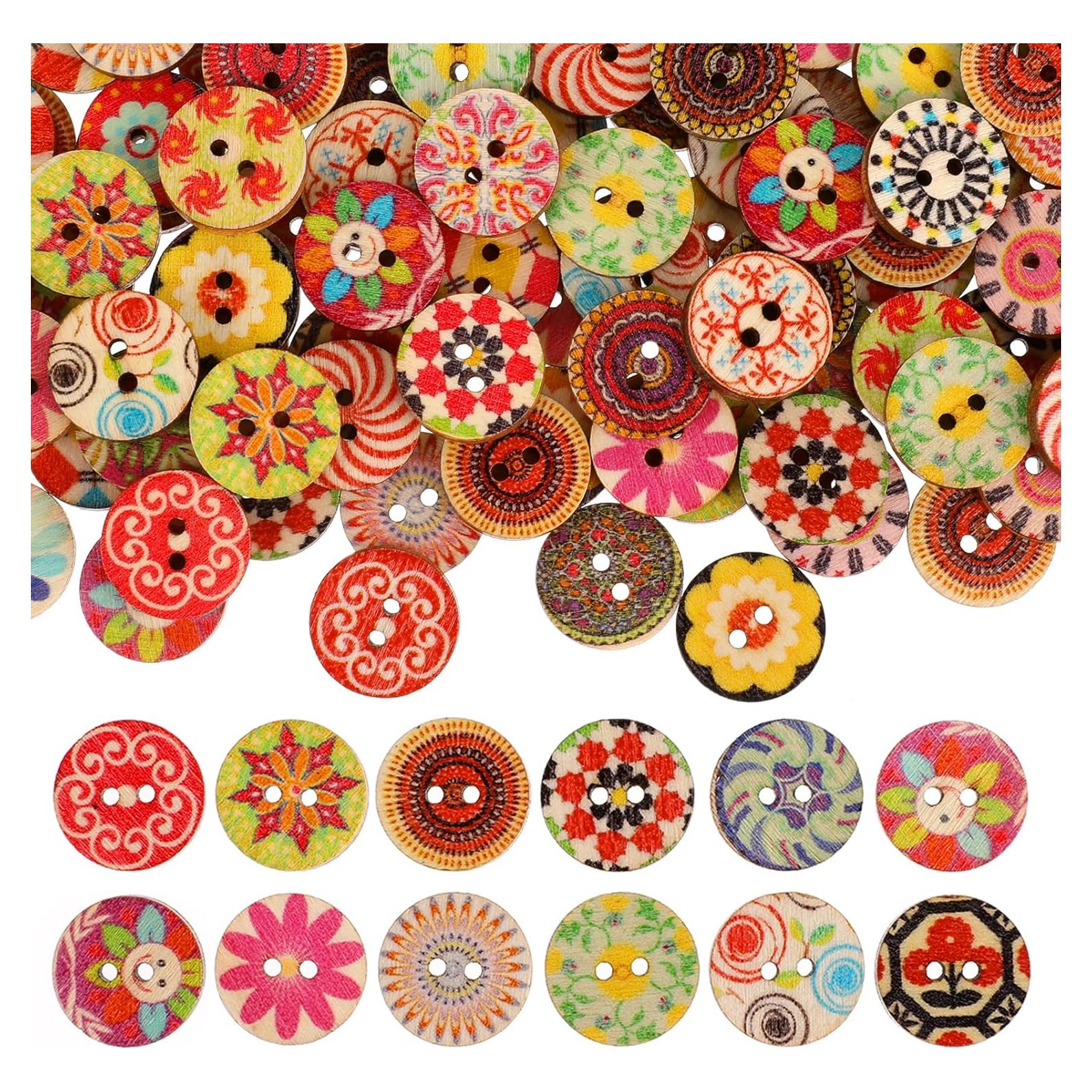 100 Botones de Madera Redondos Psyqtsuary 25mm Multicolor