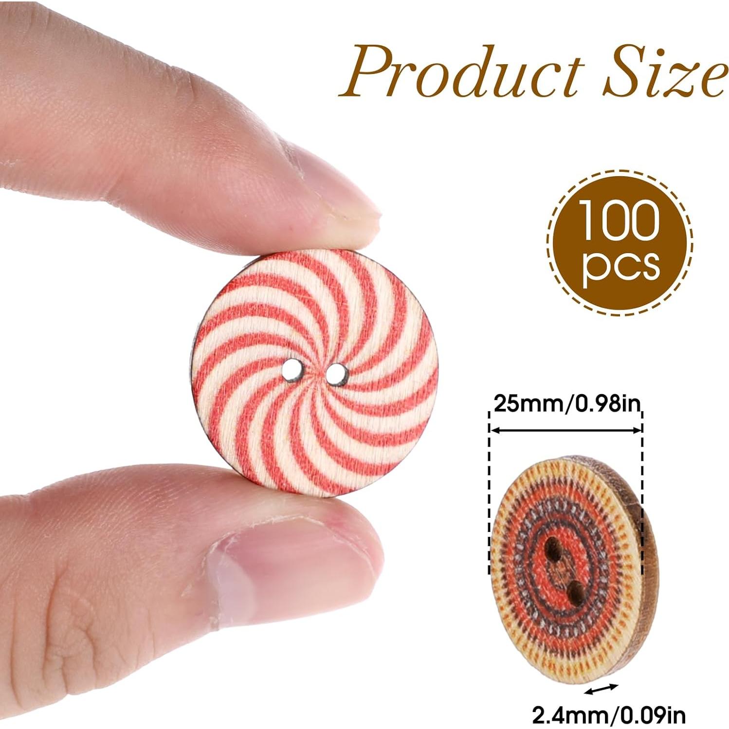 100 Botones de Madera Redondos Psyqtsuary 25mm Multicolor