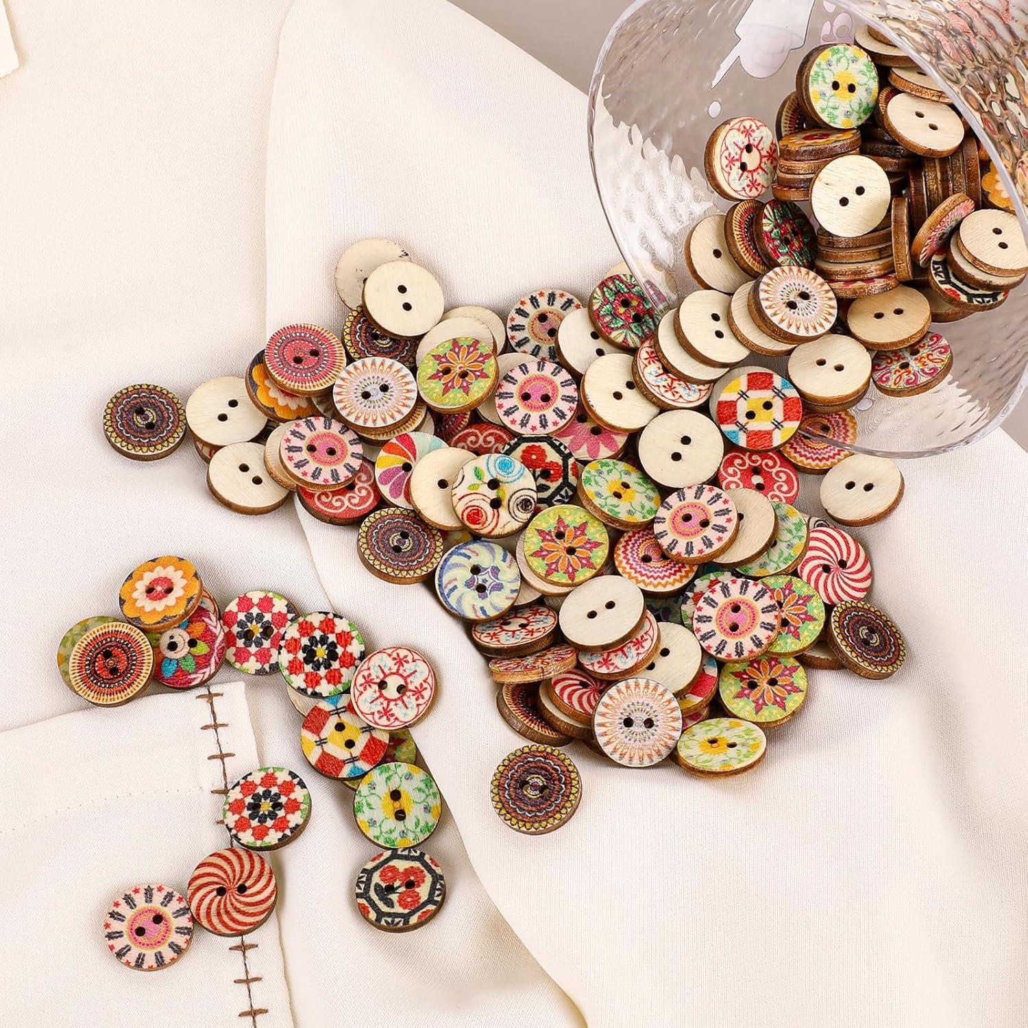 100 Botones de Madera Redondos Psyqtsuary 25mm Multicolor