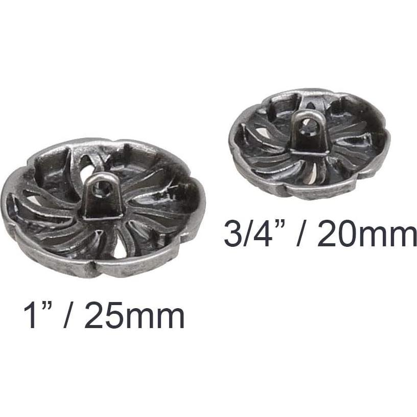 Botones de Metal Redondos COTOWIN Plata Antigua 25mm - 10 Piezas
