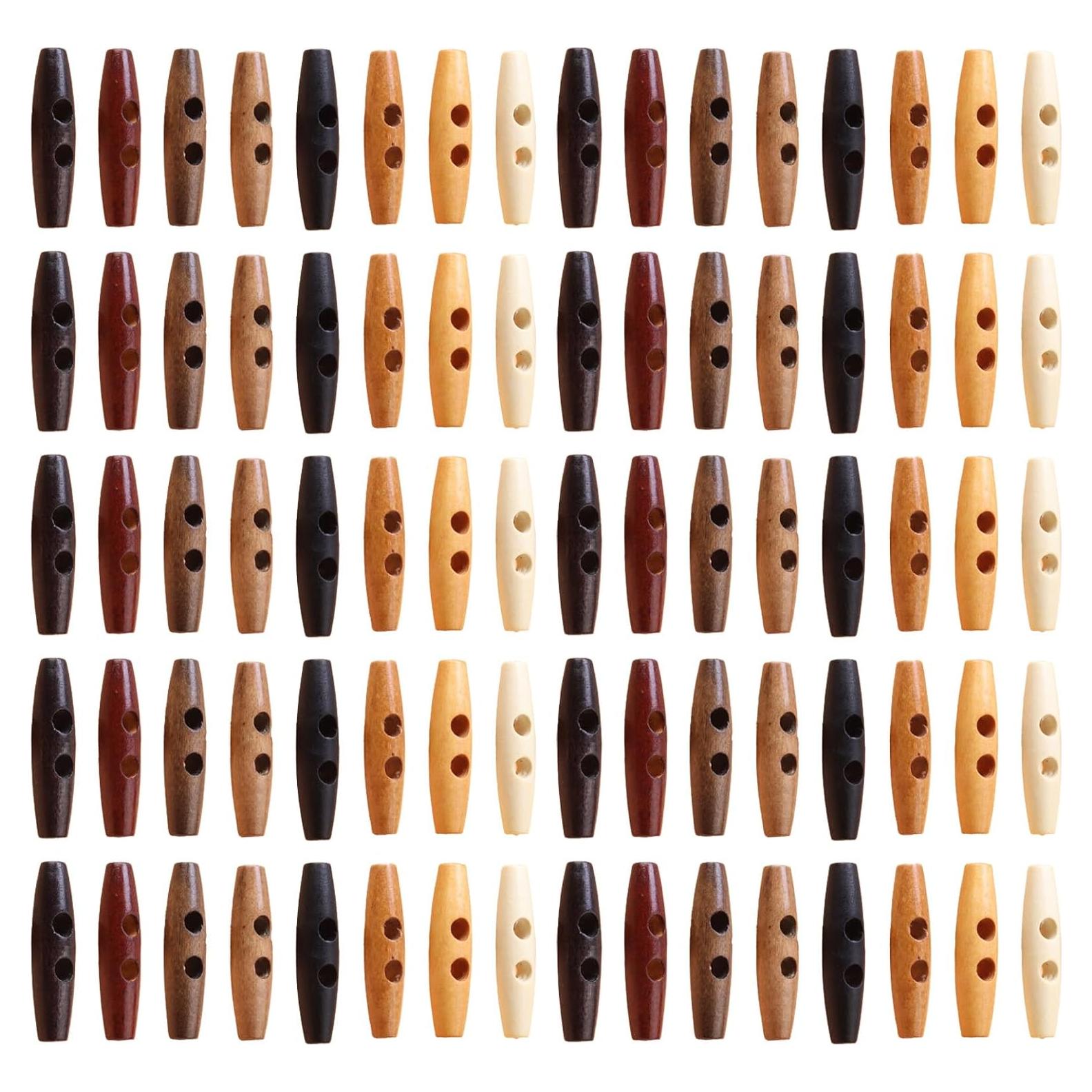 80 Botones de Madera Natural Toggle 4cm LINYUEARUI DIY