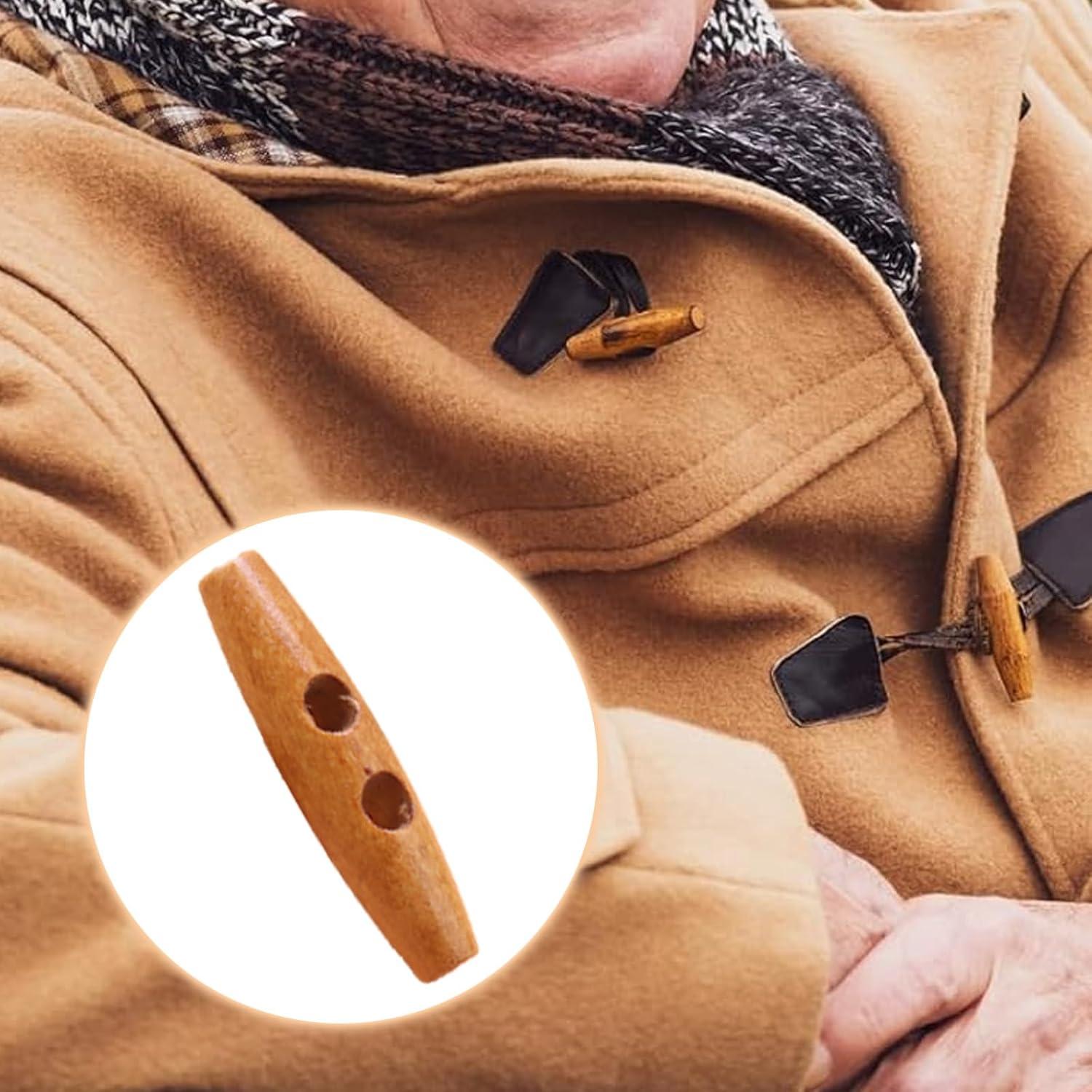 80 Botones de Madera Natural Toggle 4cm LINYUEARUI DIY