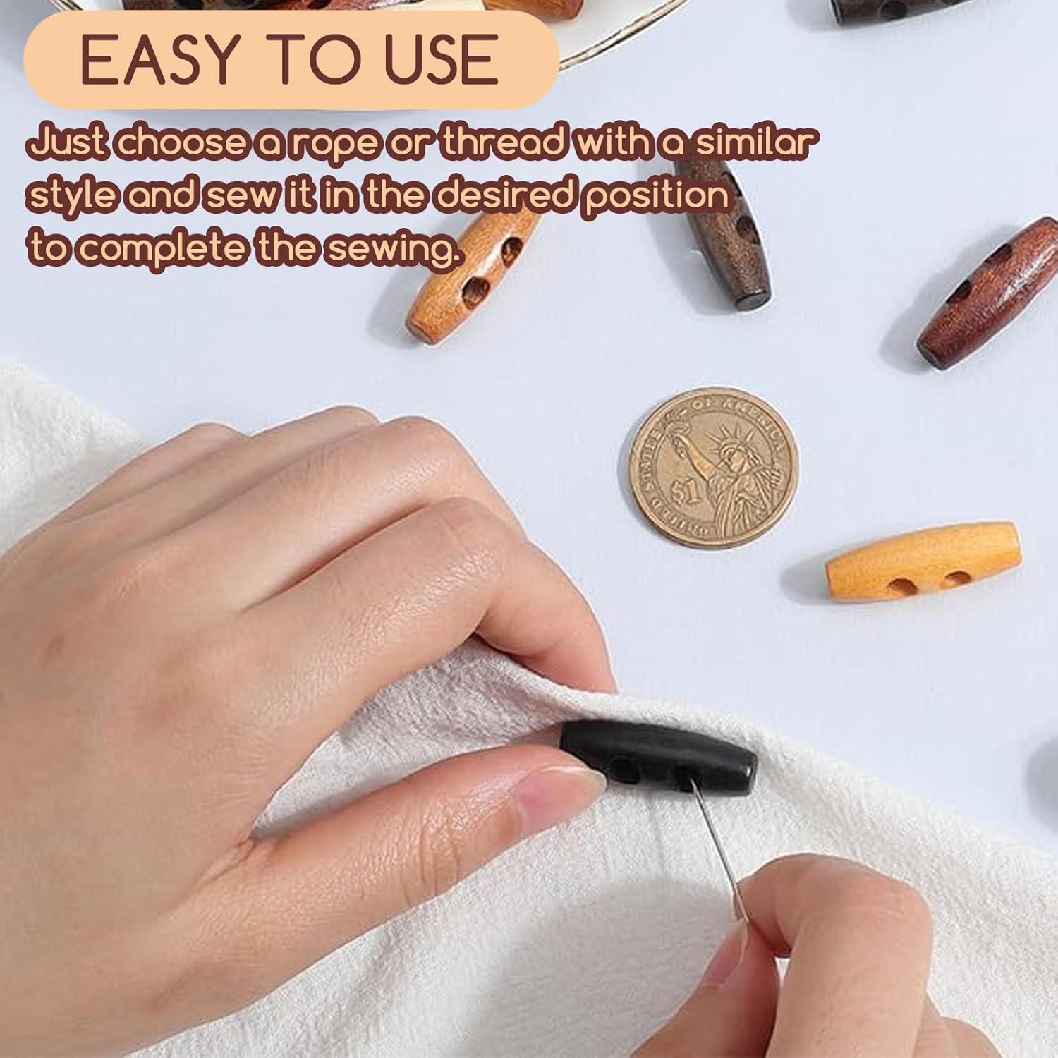 80 Botones de Madera Natural Toggle 4cm LINYUEARUI DIY