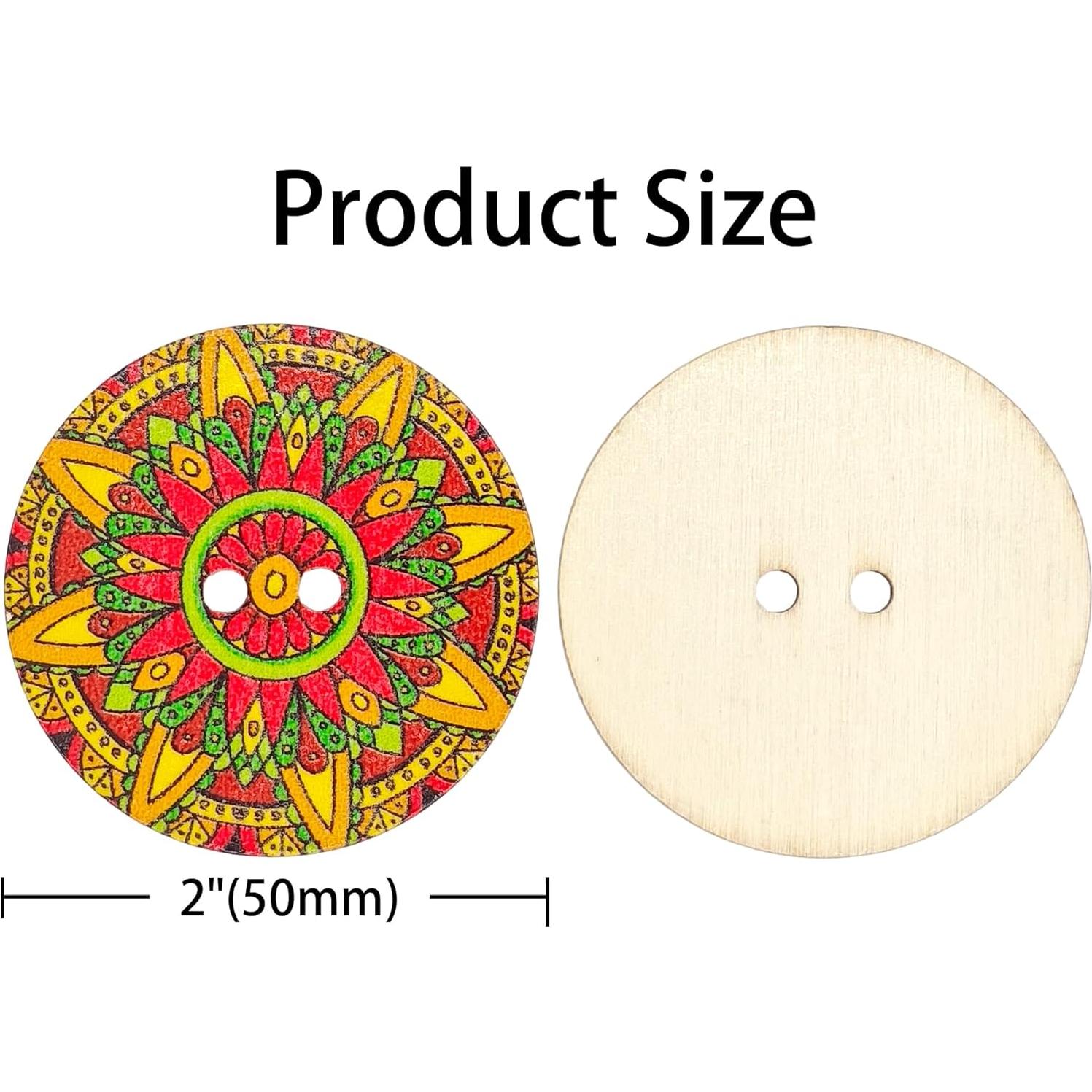 30 Botones de Madera Vintage CandeoLA 50mm Colores Asortidos