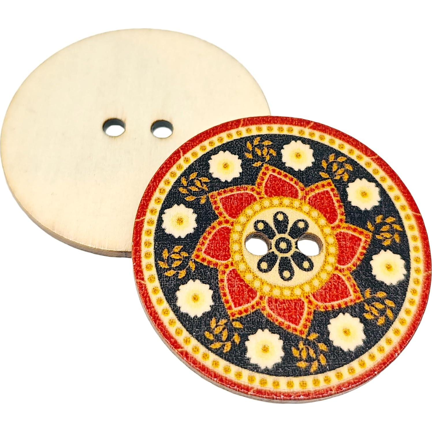 30 Botones de Madera Vintage CandeoLA 50mm Colores Asortidos