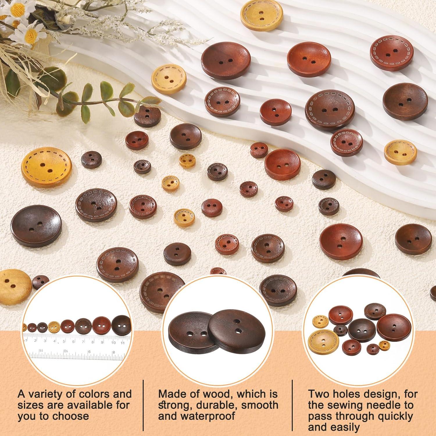 Botones de Costura de Madera HARFINGTON 10pcs 15mm Marrón