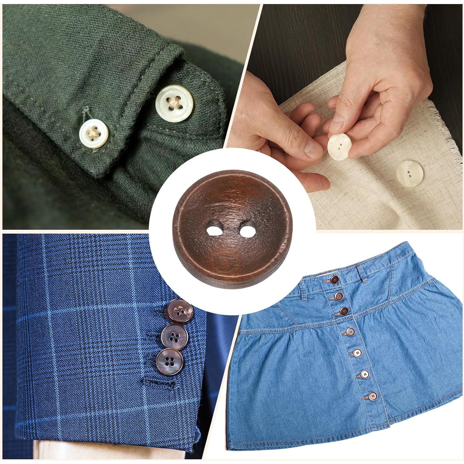 Botones de Costura de Madera HARFINGTON 10pcs 15mm Marrón