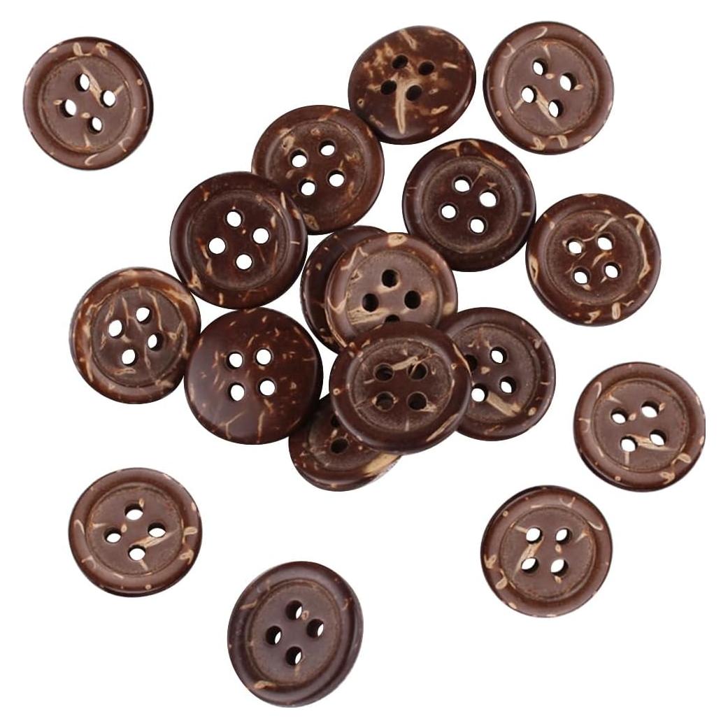 Botones de Madera CABODYALS 100 Pcs 15 mm Redondos Naturales