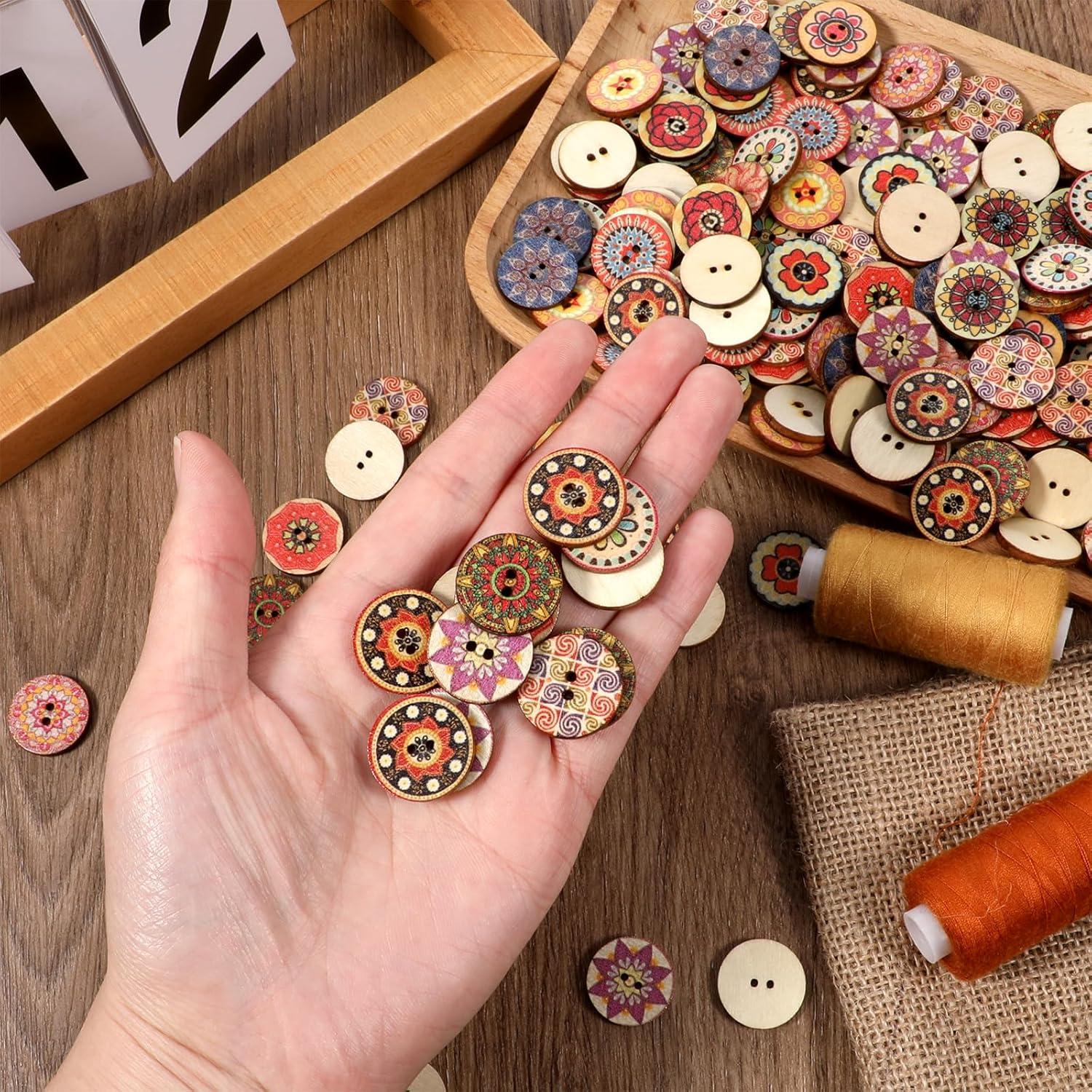 200 Botones de Madera Vintage Styquenzer 20mm Multicolor