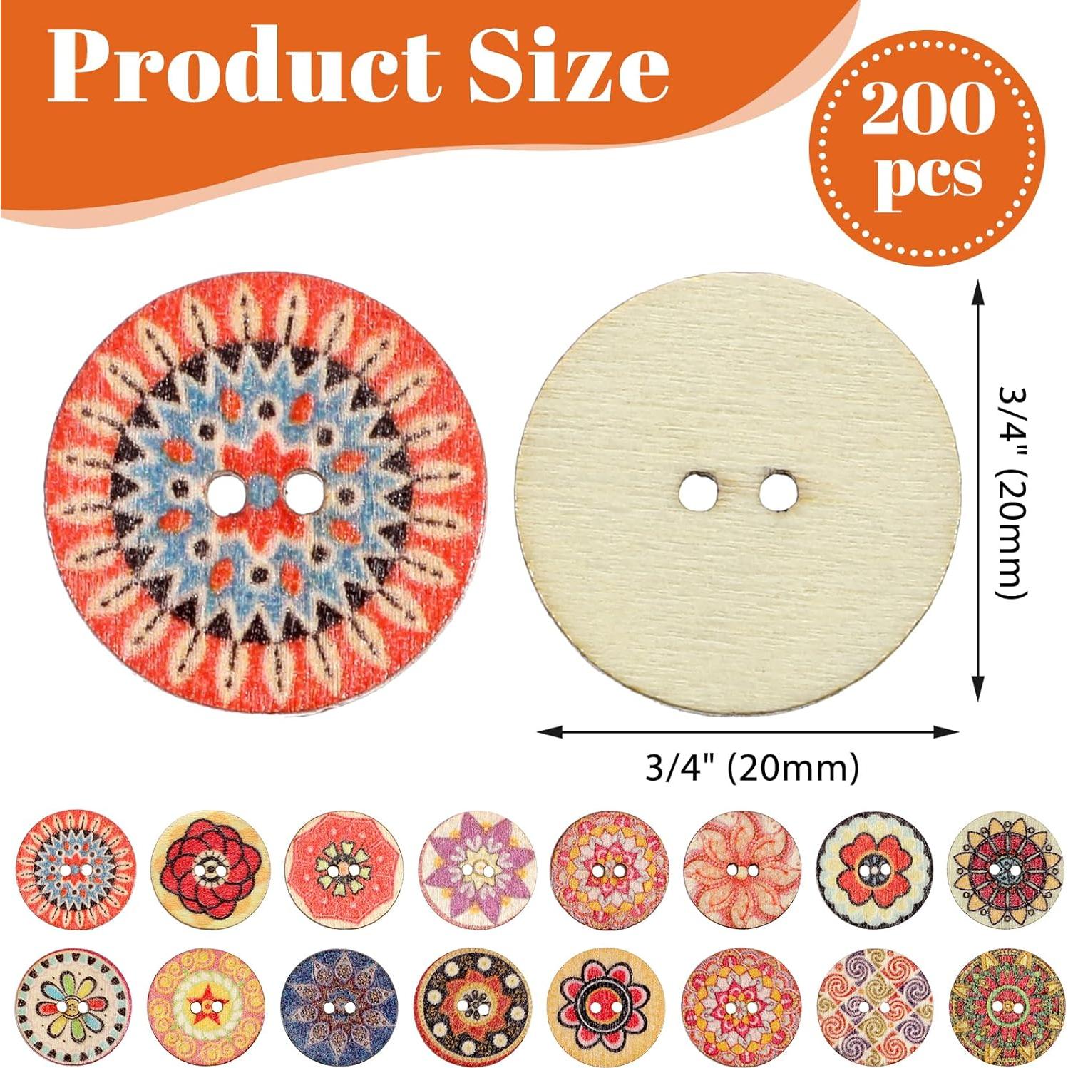 200 Botones de Madera Vintage Styquenzer 20mm Multicolor