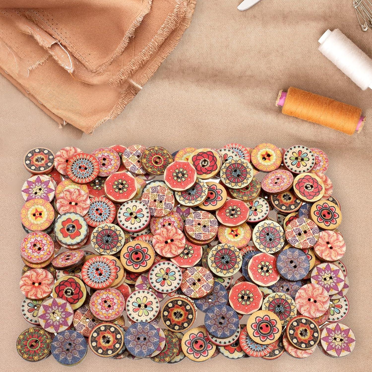 200 Botones de Madera Vintage Styquenzer 20mm Multicolor