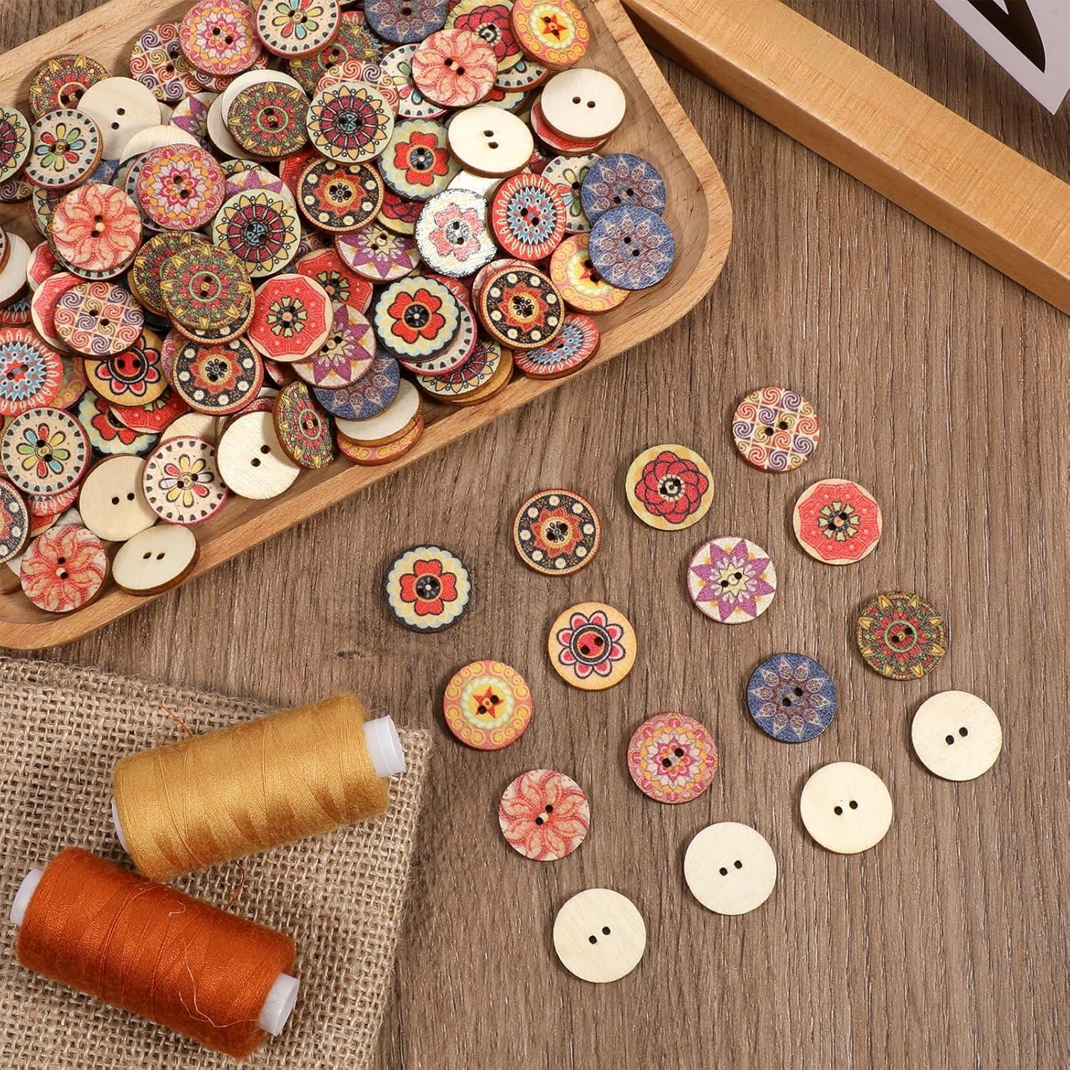 200 Botones de Madera Vintage Styquenzer 20mm Multicolor