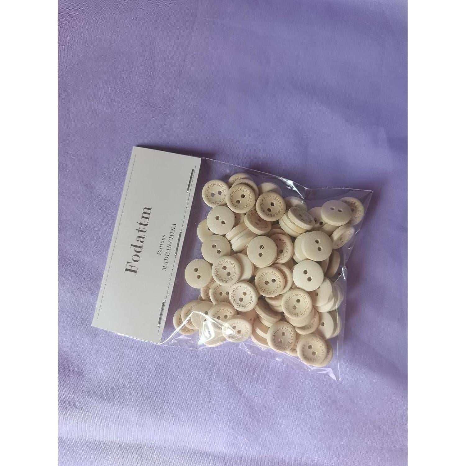 Botones Redondos de Madera Fodattm 100 Pcs 15mm Decorativos