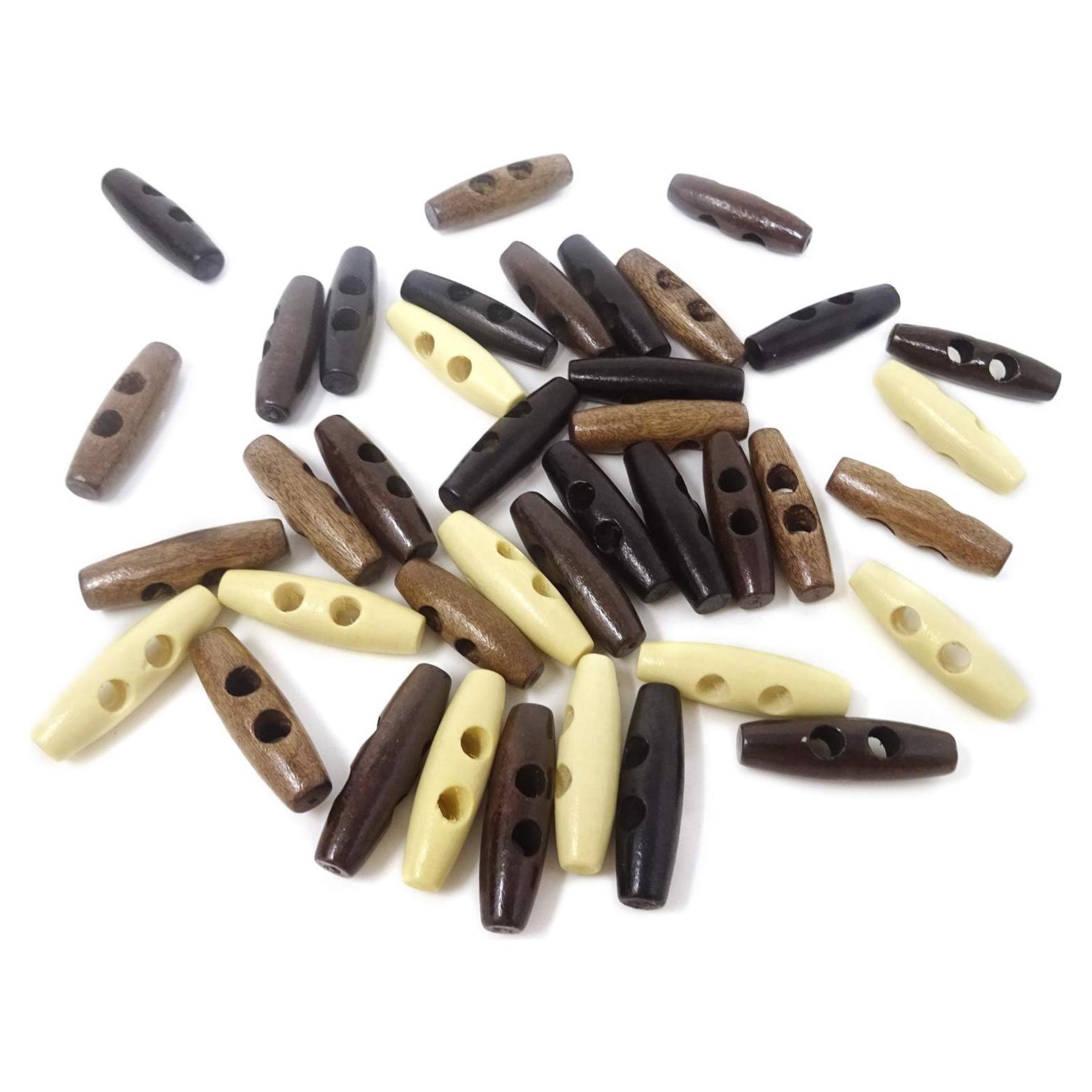 Botones de Madera Honbay 40PCS Forma de Aceituna 0.8cm