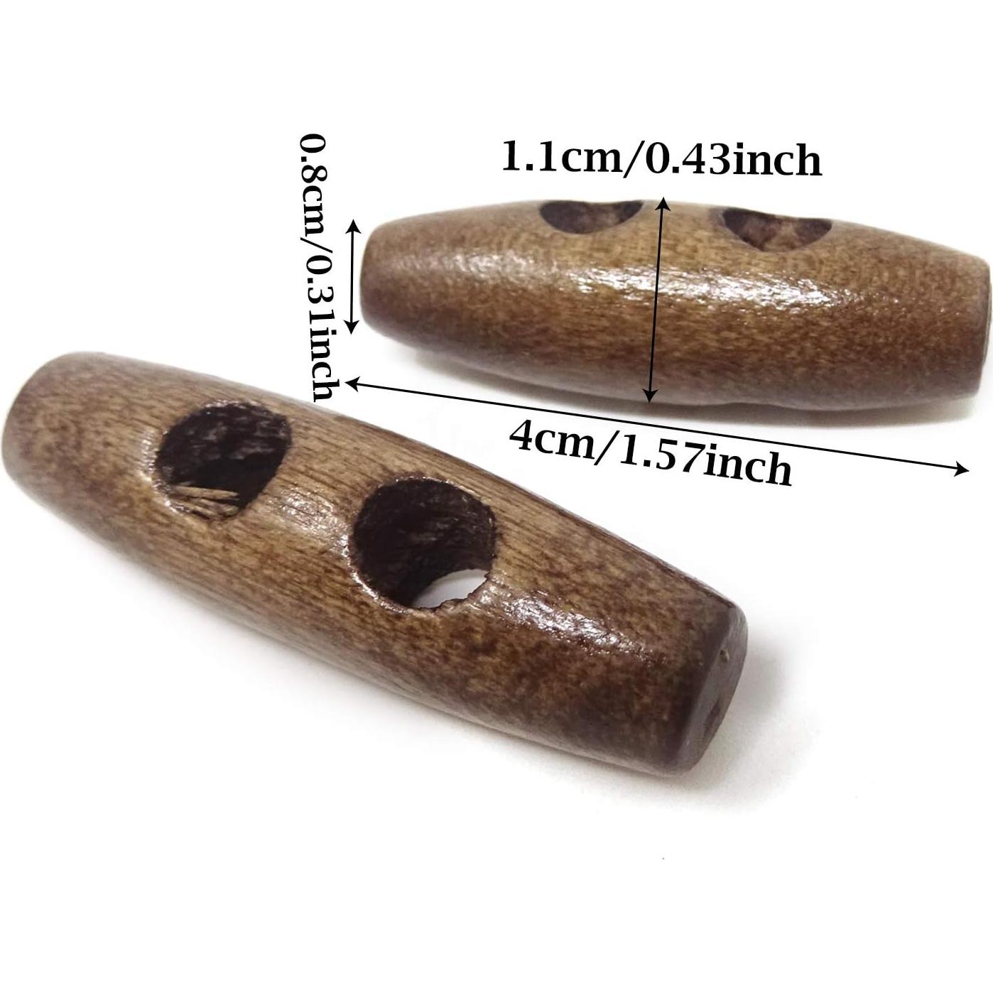 Botones de Madera Honbay 40PCS Forma de Aceituna 0.8cm