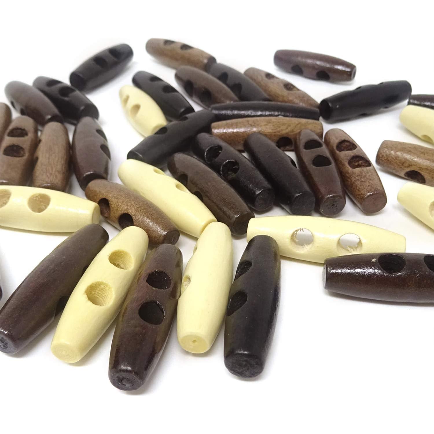 Botones de Madera Honbay 40PCS Forma de Aceituna 0.8cm