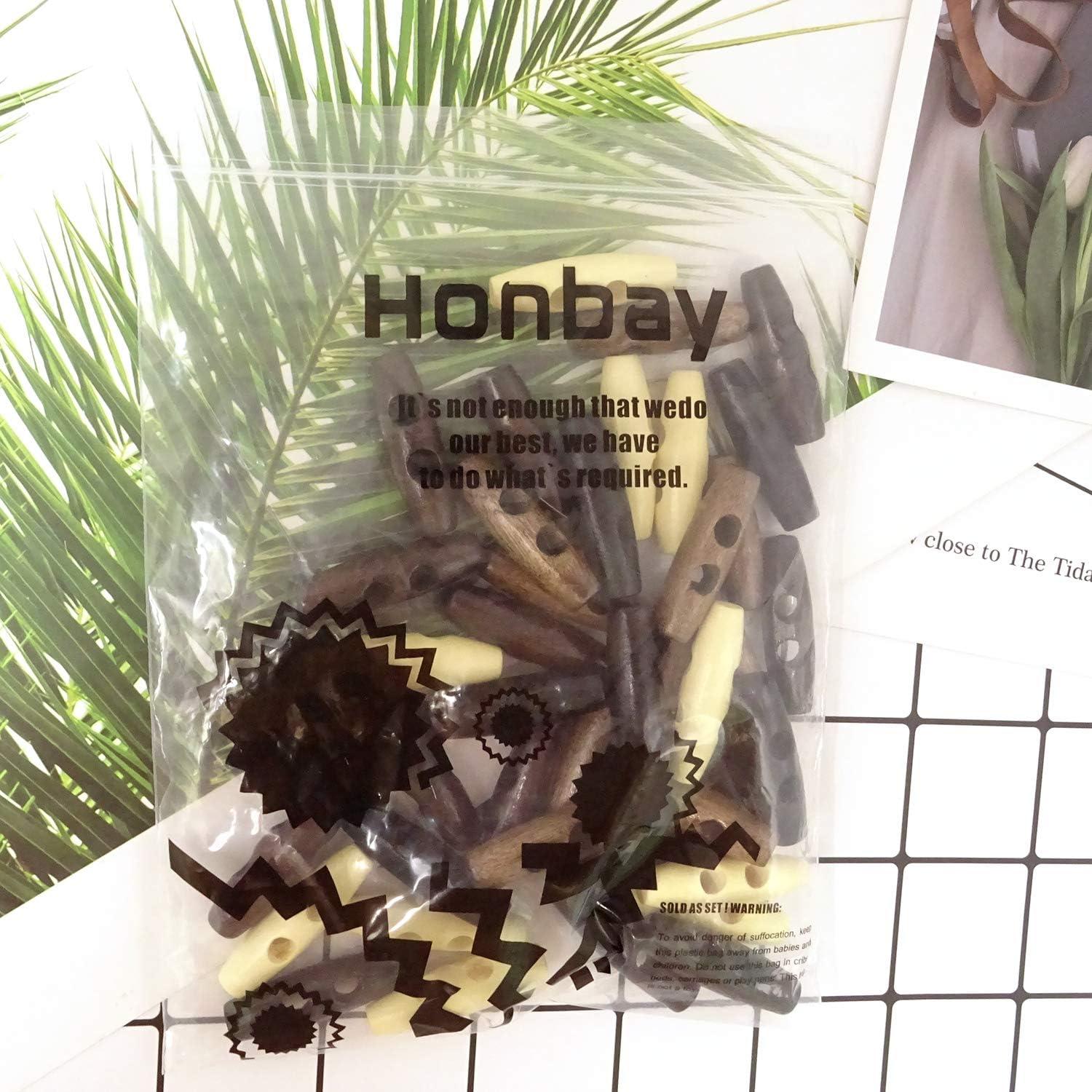 Botones de Madera Honbay 40PCS Forma de Aceituna 0.8cm