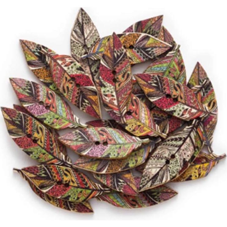 Botones de Madera Multicolor AKOAK 50 Pcs Hoja de Arce