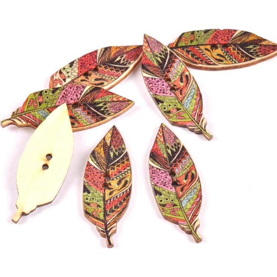 Botones de Madera Multicolor AKOAK 50 Pcs Hoja de Arce