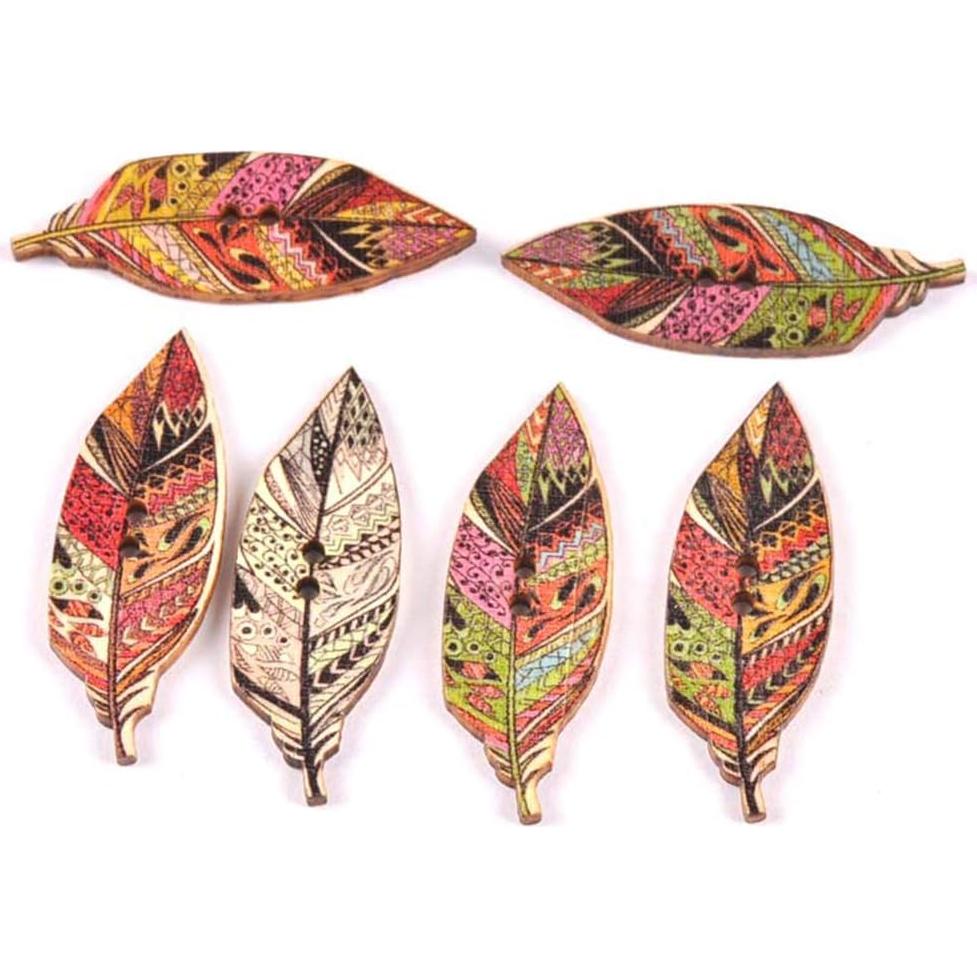 Botones de Madera Multicolor AKOAK 50 Pcs Hoja de Arce