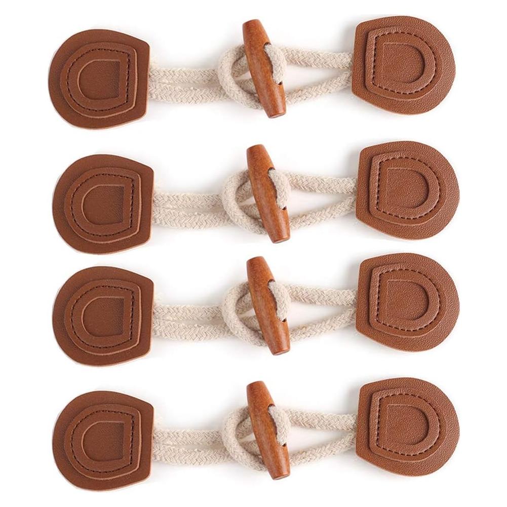4 Juegos de Cierre Toggle Cuero PU y Madera Teensery 16cm