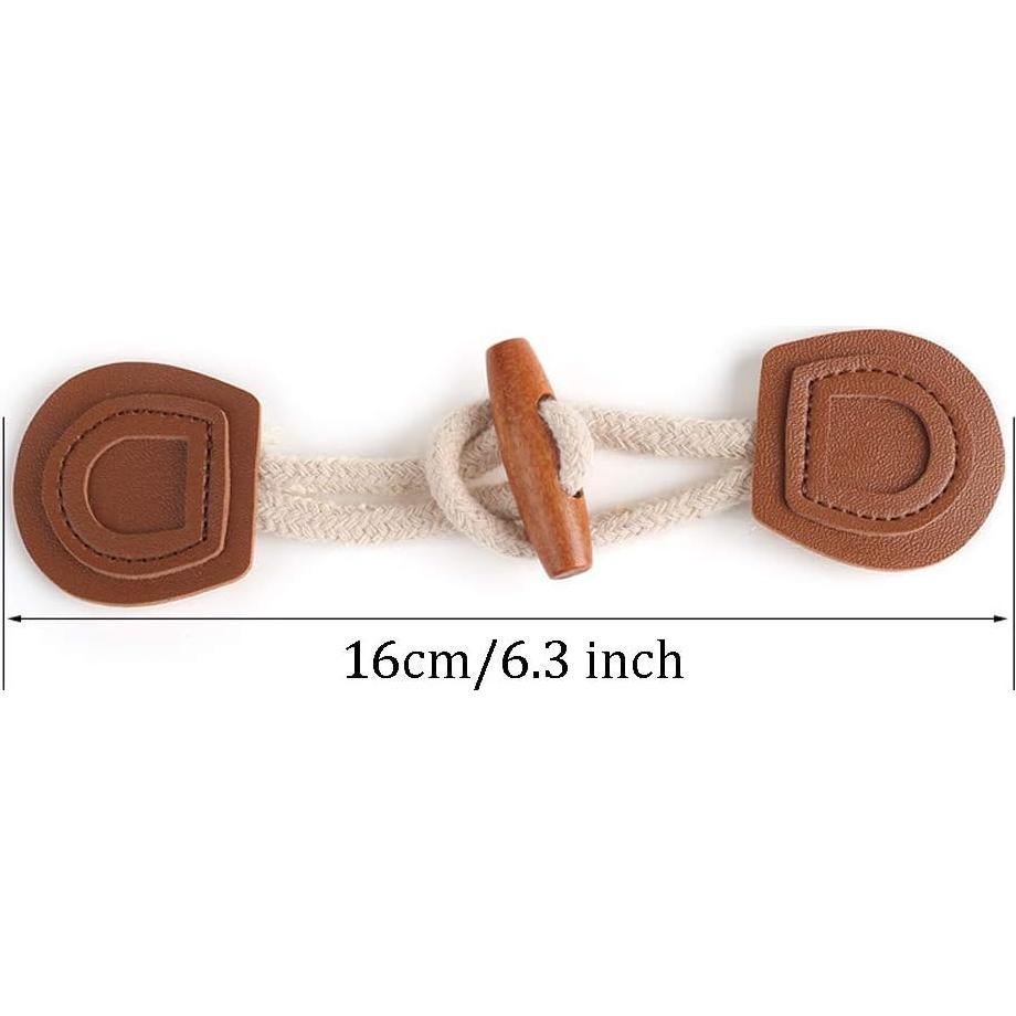 4 Juegos de Cierre Toggle Cuero PU y Madera Teensery 16cm