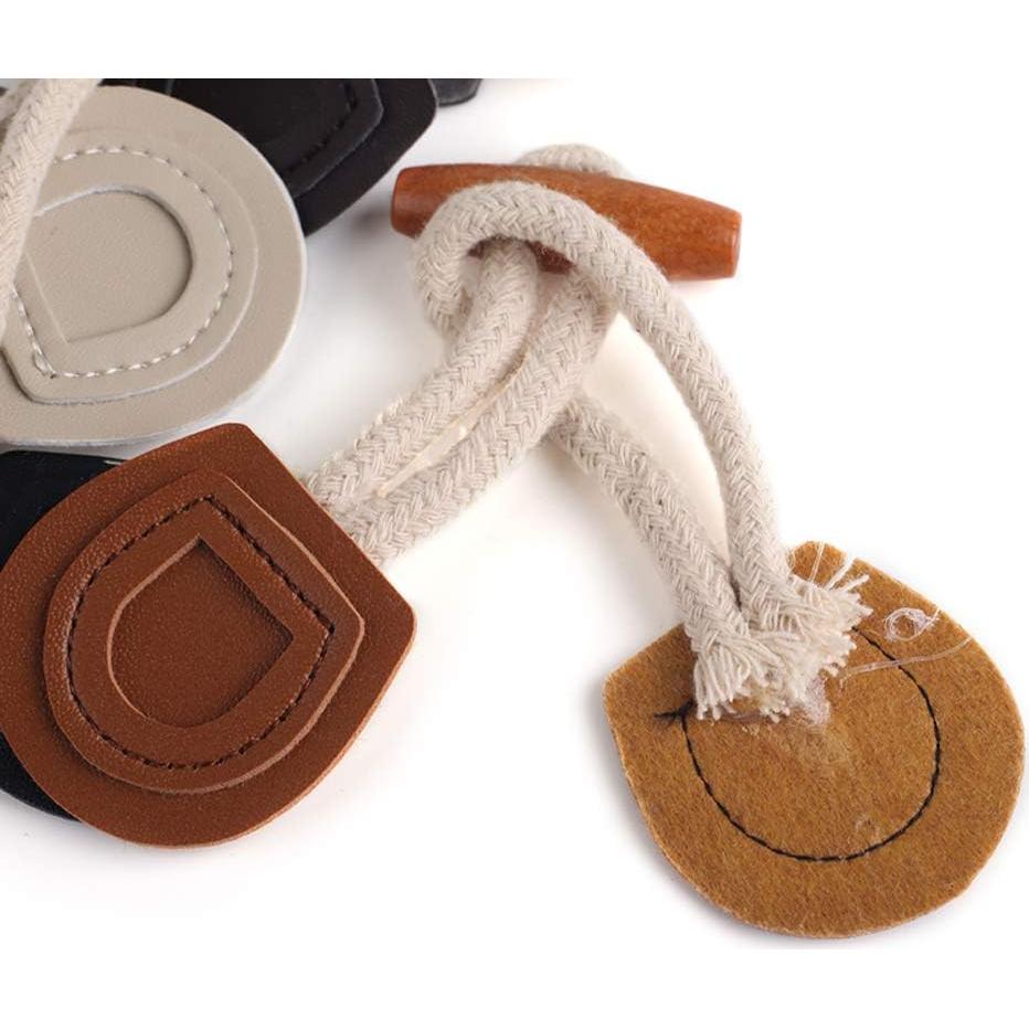 4 Juegos de Cierre Toggle Cuero PU y Madera Teensery 16cm