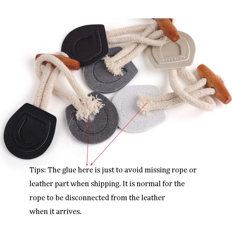 4 Juegos de Cierre Toggle Cuero PU y Madera Teensery 16cm