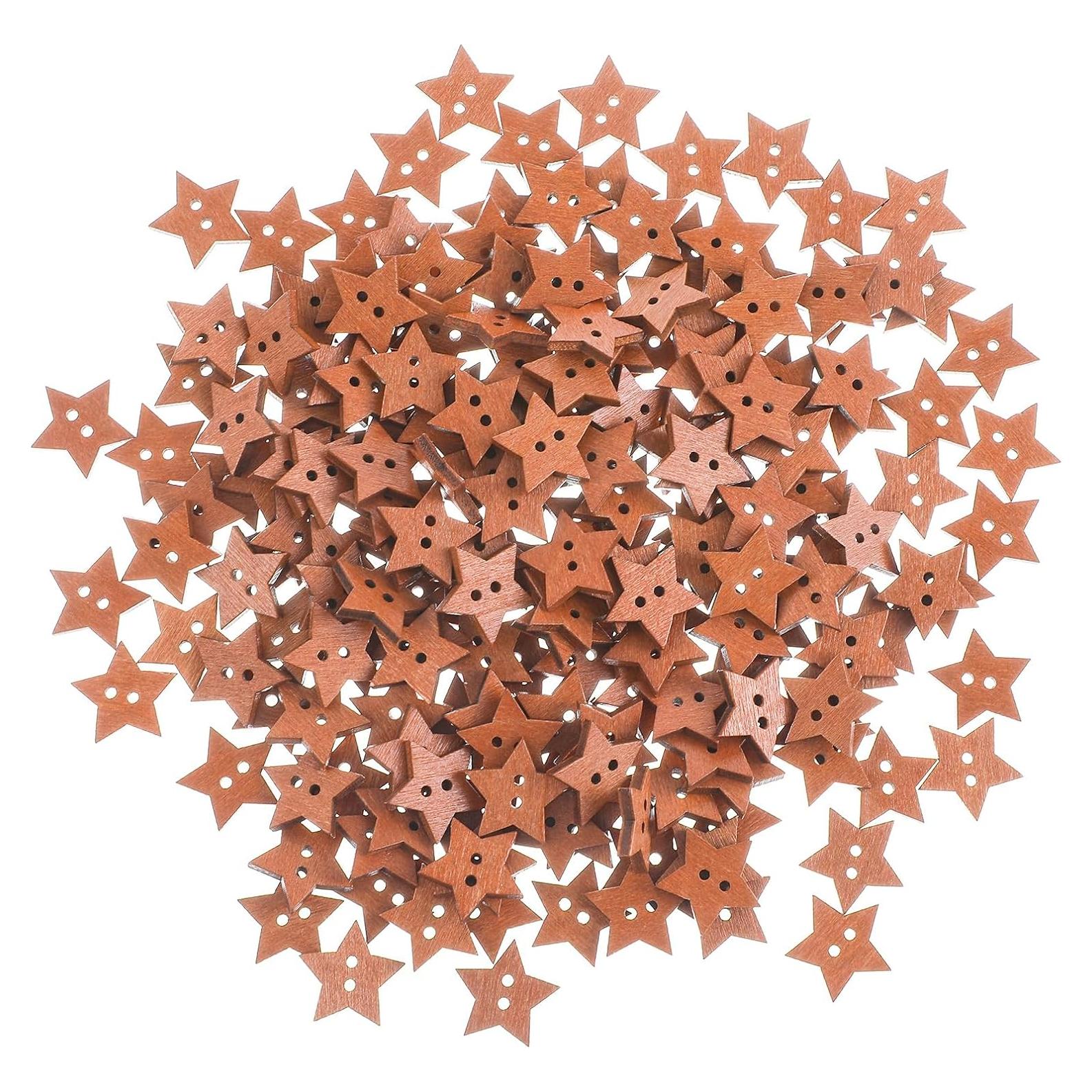 200 Botones de Madera en Forma de Estrella Ymapinc - Marrón