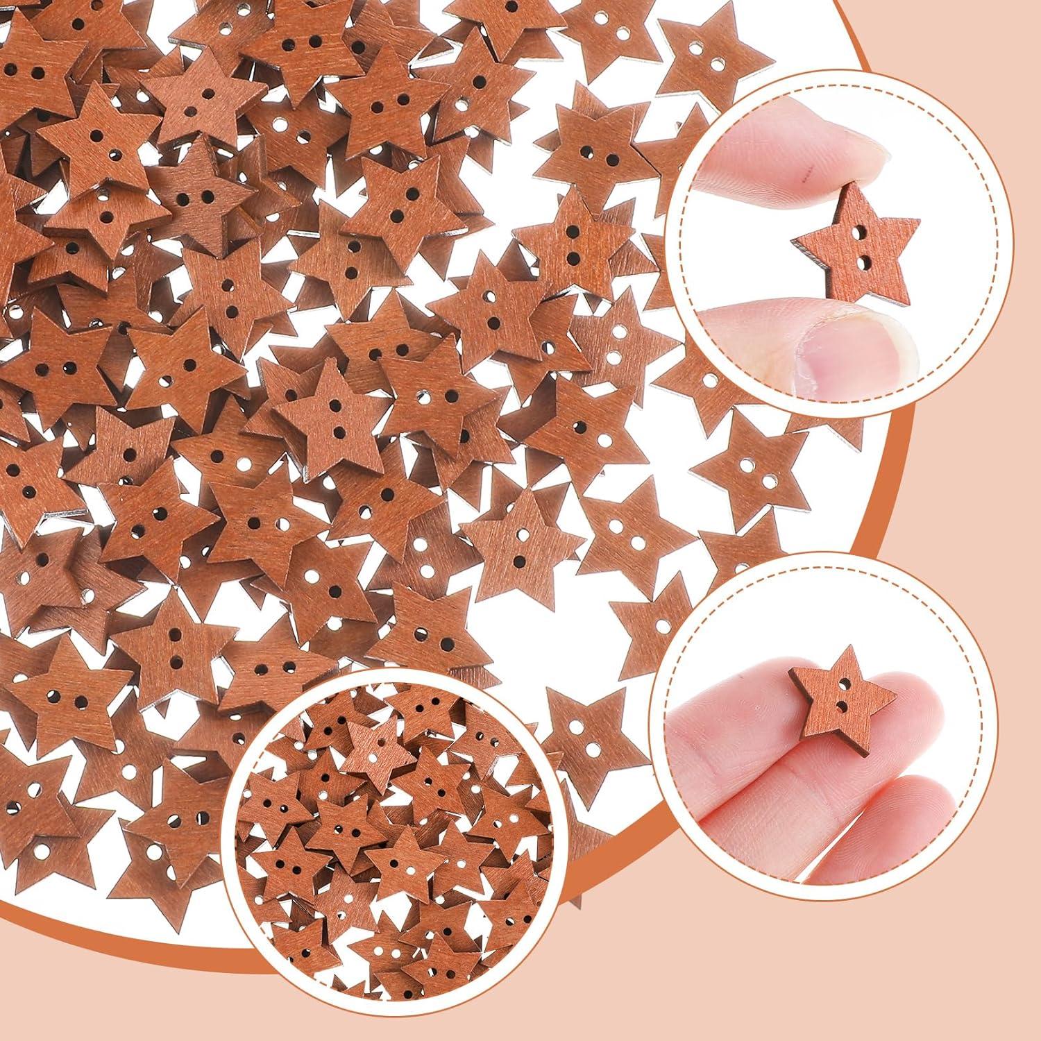 200 Botones de Madera en Forma de Estrella Ymapinc - Marrón
