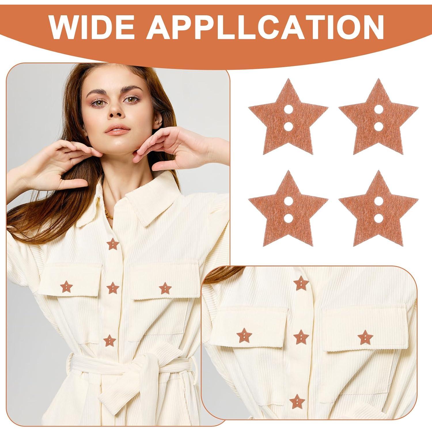 200 Botones de Madera en Forma de Estrella Ymapinc - Marrón