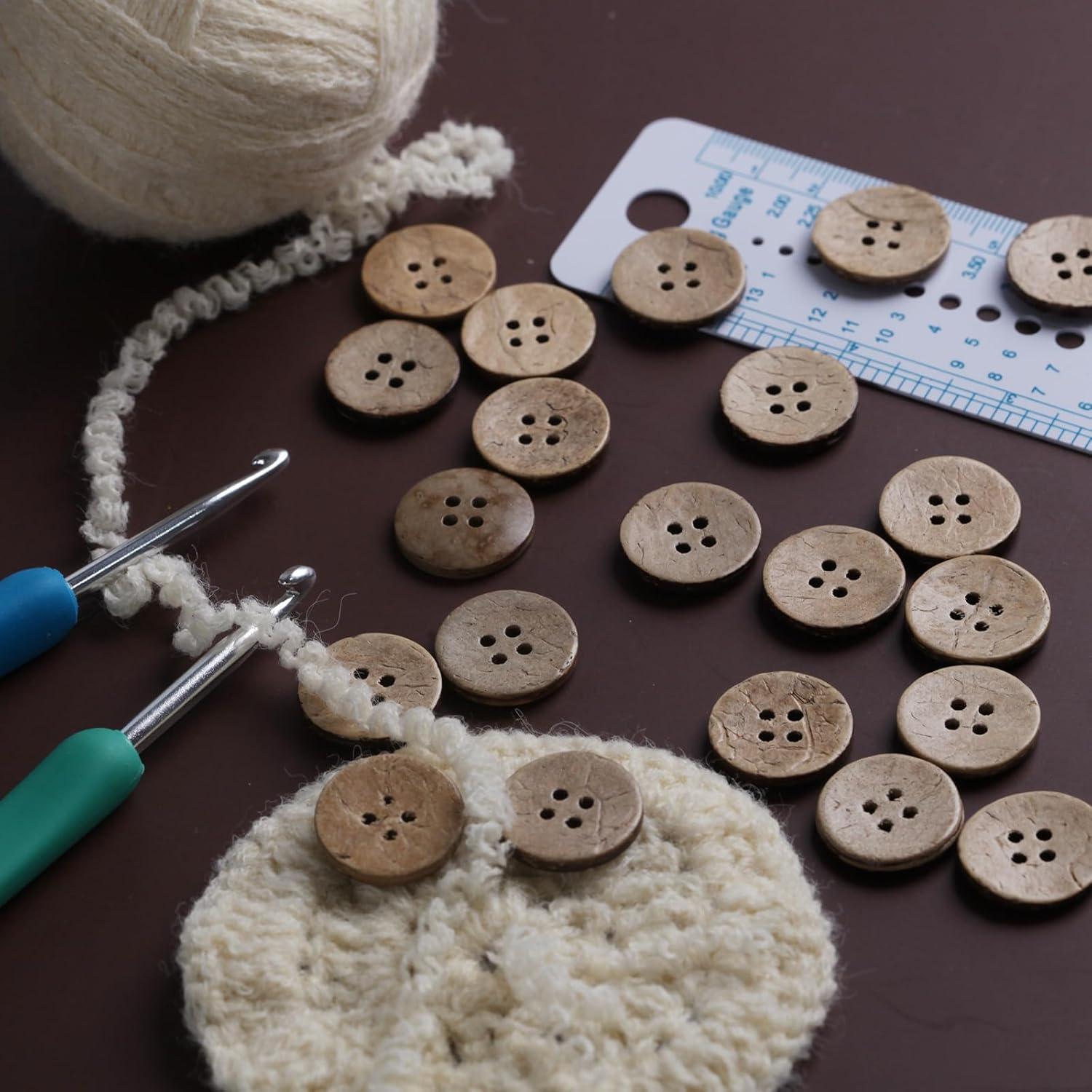 Botones de Coco Natural 25mm MASONEE 100PCS 4 Agujeros