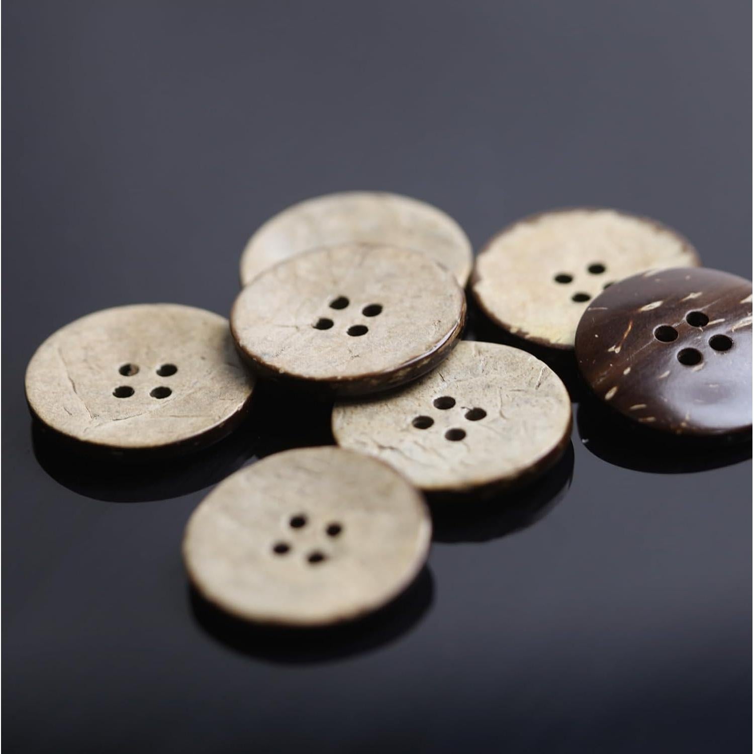Botones de Coco Natural 25mm MASONEE 100PCS 4 Agujeros