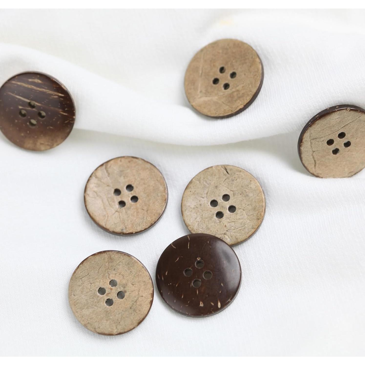 Botones de Coco Natural 25mm MASONEE 100PCS 4 Agujeros