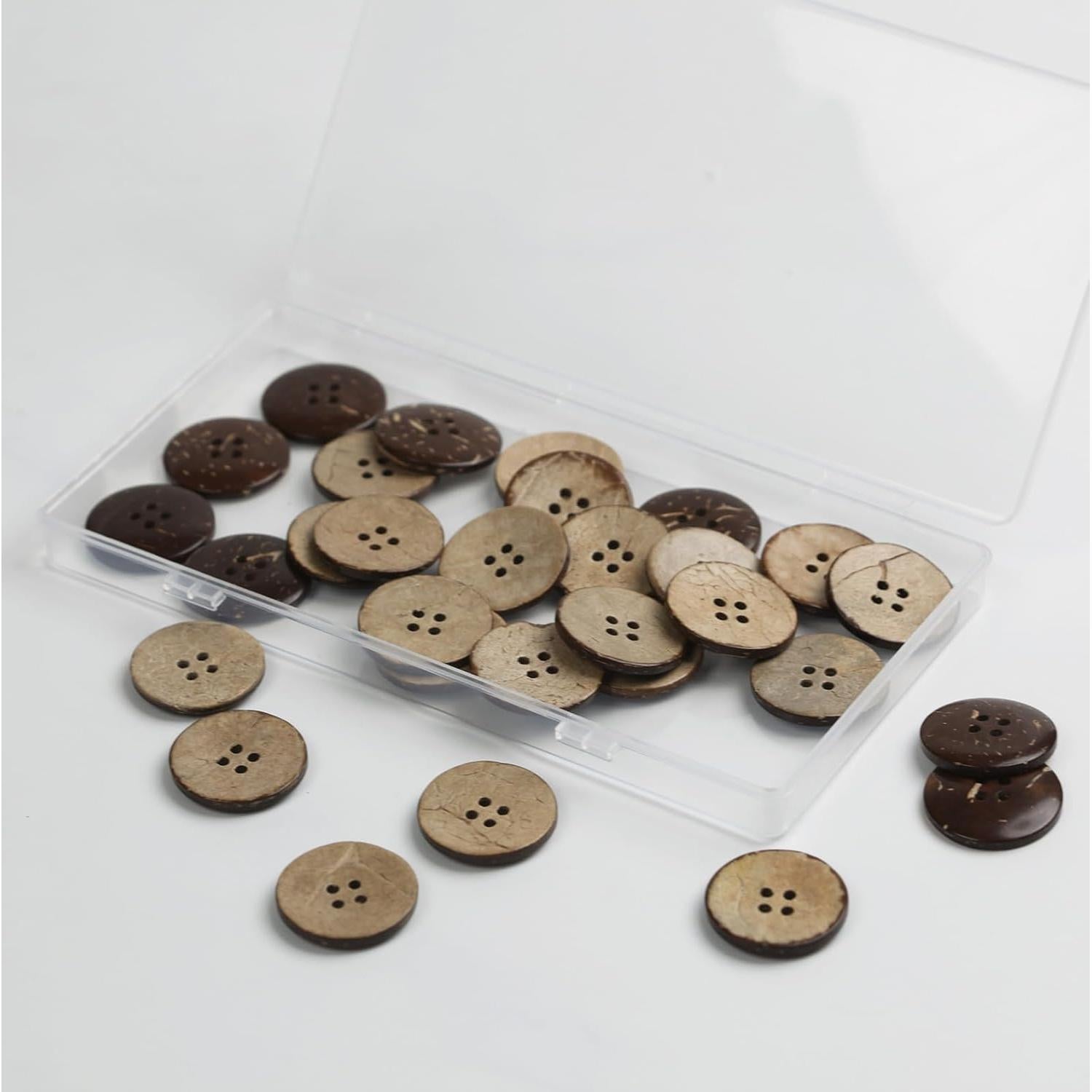 Botones de Coco Natural 25mm MASONEE 100PCS 4 Agujeros