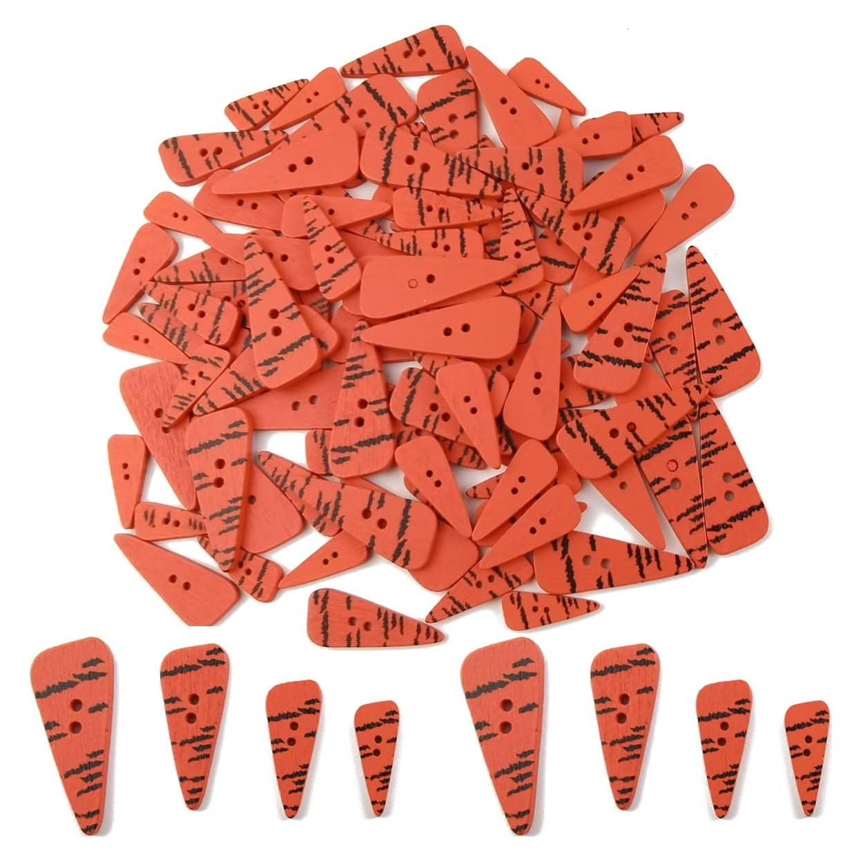 Botones de Madera GXXMEI 200PCS Zanahoria 4 Tamaños