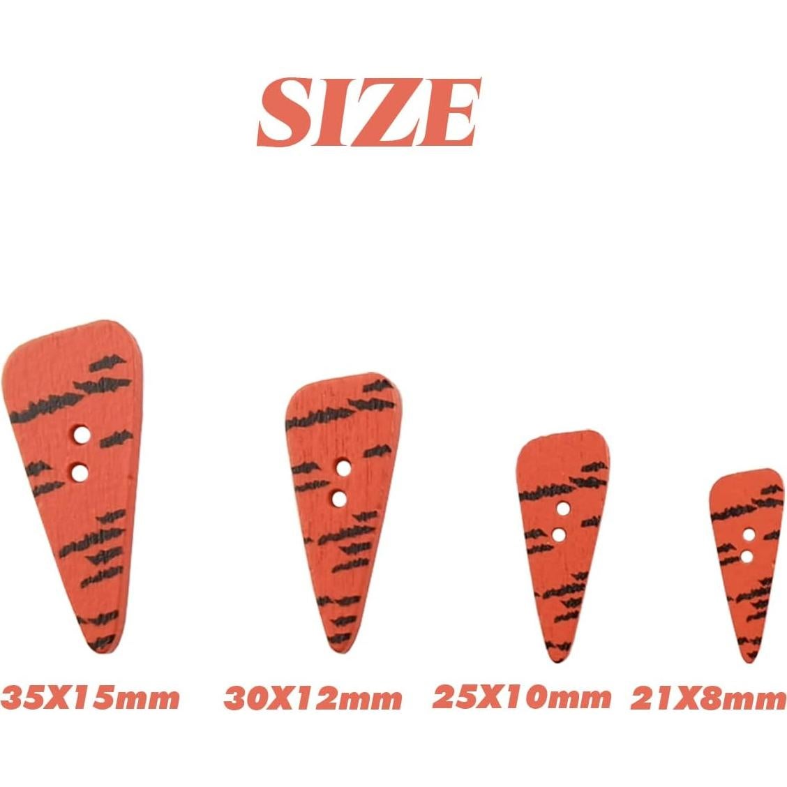 Botones de Madera GXXMEI 200PCS Zanahoria 4 Tamaños