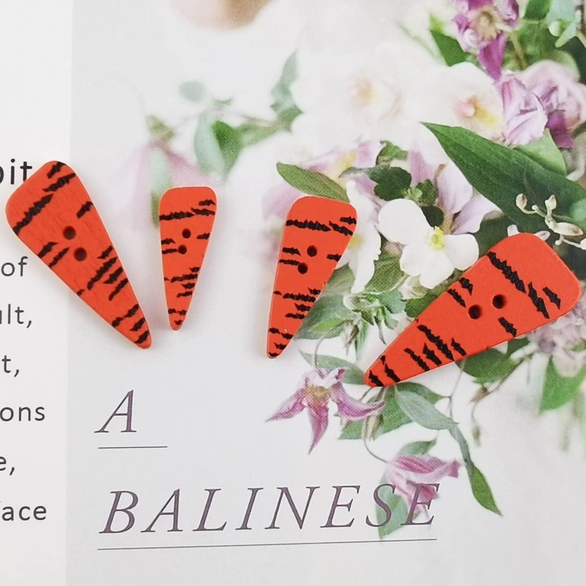 Botones de Madera GXXMEI 200PCS Zanahoria 4 Tamaños