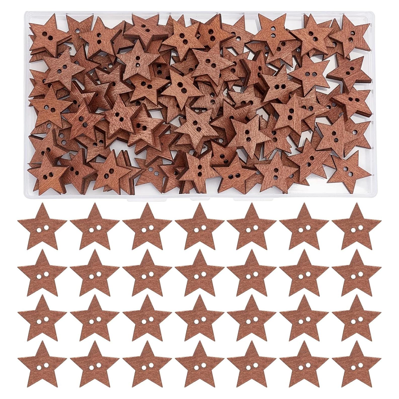 Botones de Estrellas de Madera GORGECRAFT 100 Pcs 1.9cm