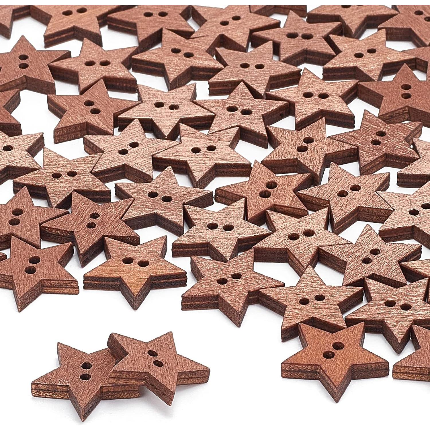 Botones de Estrellas de Madera GORGECRAFT 100 Pcs 1.9cm
